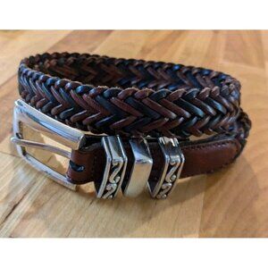 Brighton Belt‎ Women Size 30 Braided Brown Black Woven Western Cowgirl Silver